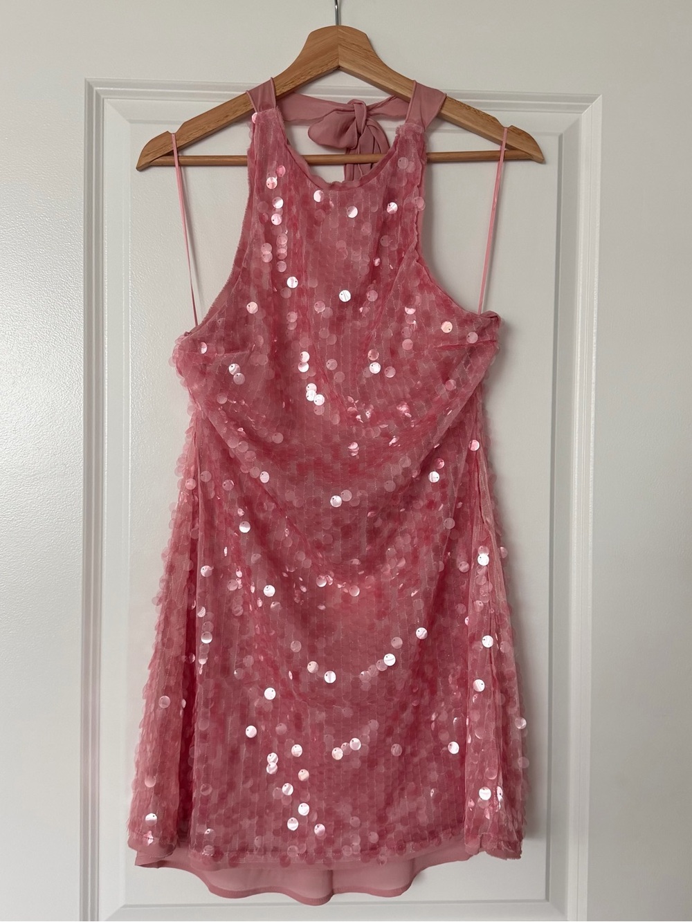 Zara Rose Pink Sequin Halter Mini Dress